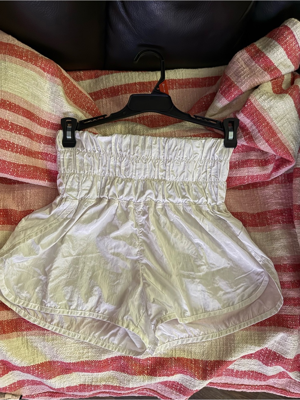 High-Waist White Smocked FPM